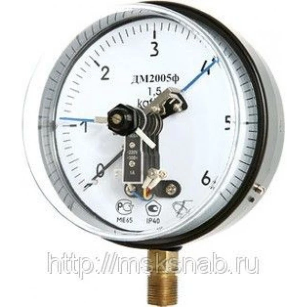 Вакуумметр сигнализирующий ДВ2005ф исп. IP 54 (-0,1-0 mPa), кл. 1,5