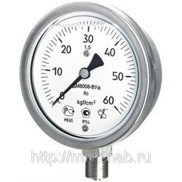 Вакуумметр виброустойчивый коррозионностойкий ДВ8008-Вуф Кс (-0,1-0 mPa), кл. 1,5