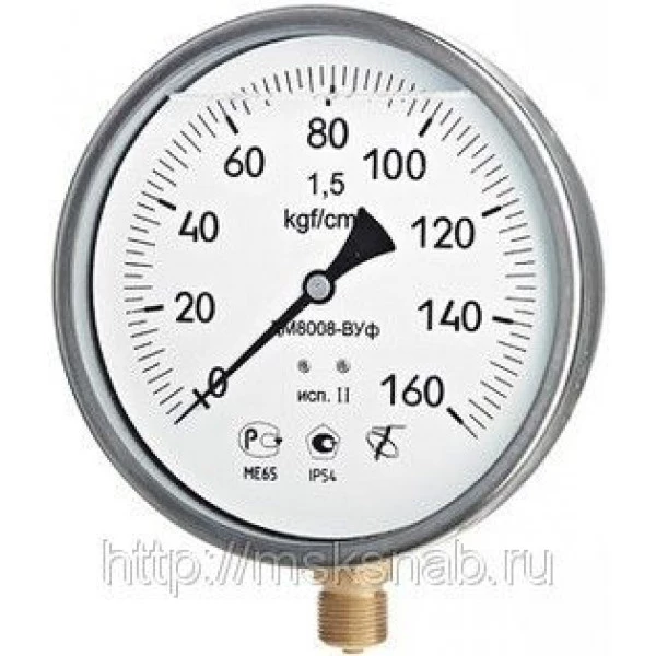 Вакуумметр виброустойчивый коррозионностойкий ДВ8008-Вуф Кс исп.2 (-0,1-0 mPa), кл. 1,5